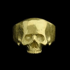 18 Kt Hallmark Stamped Yellow Gold Skull Handmade Men'S Ring 16 Grams