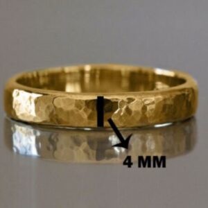 18 Kt Yellow Gold Wedding Men'S Rustic Classic Band Ring 6 Grams 4MM