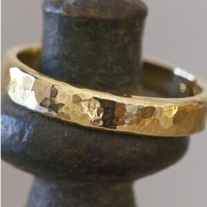 18 Kt Yellow Gold Wedding Men'S Rustic Classic Band Ring 6 Grams 4MM