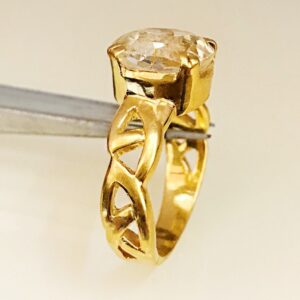 22Kt Yellow Gold Natural Clear Yellow Sapphire Gemstone Ring Size 8-10