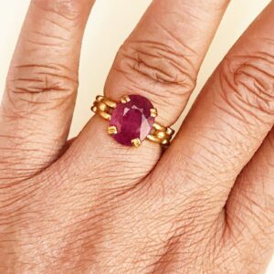 22Kt Yellow Gold Natural Clear Genuine Red Ruby Gemstone Ring Size 7-9