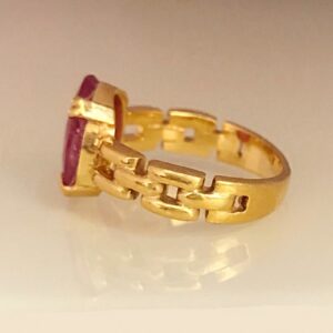 22Kt Yellow Gold Natural Clear Genuine Red Ruby Gemstone Ring Size 7-9