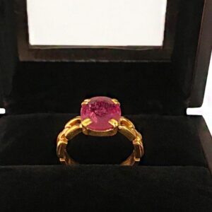22Kt Yellow Gold Natural Clear Genuine Red Ruby Gemstone Ring Size 7-9