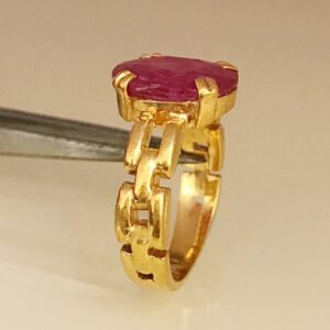 22Kt Yellow Gold Natural Clear Genuine Red Ruby Gemstone Ring Size 7-9