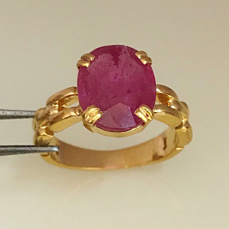 22Kt Yellow Gold Natural Clear Genuine Red Ruby Gemstone Ring Size 7-9