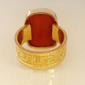 22 Kt Yellow Gold Natural High Quality Japanese Coral Gemstone Ring