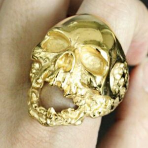 Fine Jewelry 18 Kt Solid Yellow Gold Evil Skull Men'S Ring Size 7-11