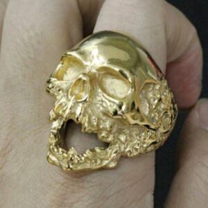 Fine Jewelry 18 Kt Solid Yellow Gold Evil Skull Men'S Ring Size 7-11