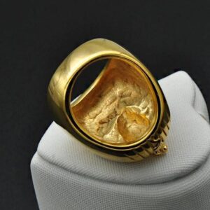 18 Kt Yellow Gold Mysterious Egyptian Pharaoh Men'S Ring Size 7-11