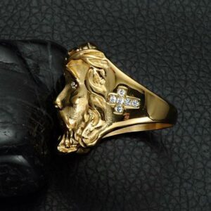 18 Kt Solid Yellow Gold Christ Jesus Head Piece Men'S Ring Size 7-11