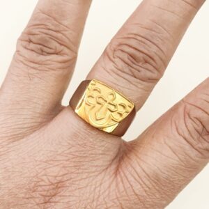 Fine Jewelry 18 K Hallmark Yellow Gold Cross Men'S Ring Size 7-10