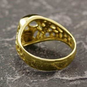 18 Kt Real Solid Yellow Gold Skull Signet Men'S Unique Ring Size 8-13