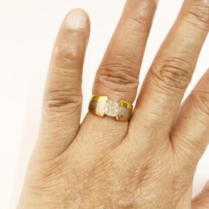 1.51ct diamond solitaire 18kt solid men's tricolor gold ring