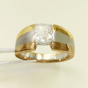 1.51ct diamond solitaire 18kt solid men's tricolor gold ring