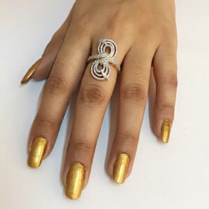 22 Kt Yellow Gold CZ Engagement Women'S Ring 6.490 Gms Size 6,7,7.5,8