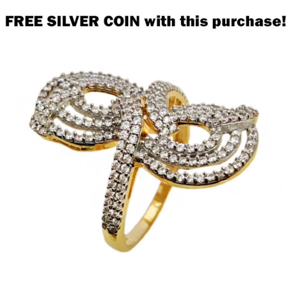 22 Kt  Yellow Gold CZ Engagement Women'S Ring 6.490 Gms Size 6,7,7.5,8