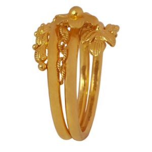 Fine Jewelry 22 Kt Yellow Gold Flower Women Finger Ring Size 6-9