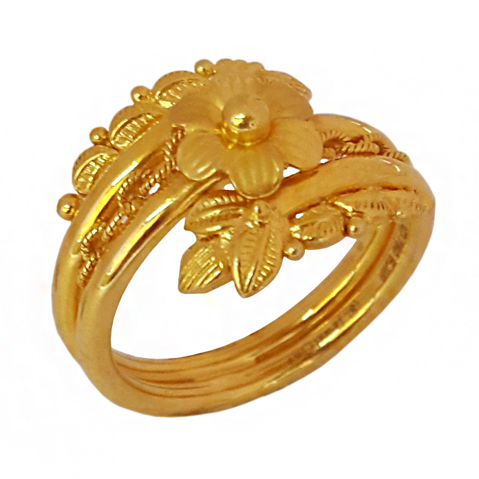 Fine Jewelry 22 Kt   Yellow Gold Flower Women Finger Ring Size 6-9
