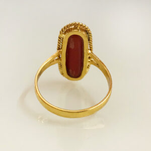 22 Kt Yellow Gold Engagement Natural Coral Gemstone Ring Size 6-9