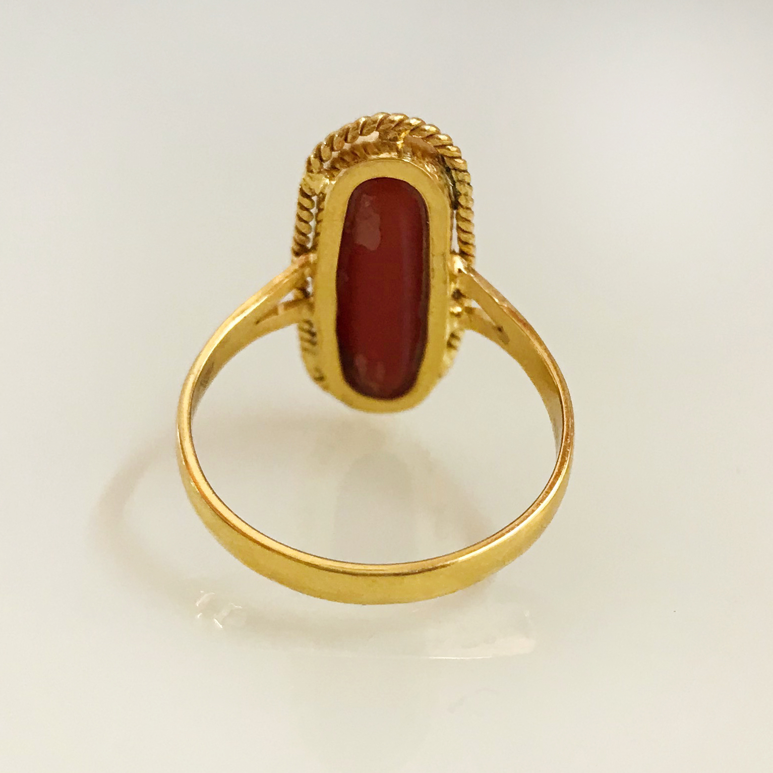 22 Kt Yellow Gold Engagement Natural Coral Gemstone Ring Size 6-9 - Image 4