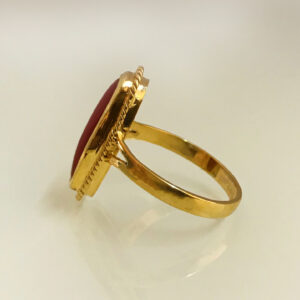 22 Kt Yellow Gold Engagement Natural Coral Gemstone Ring Size 6-9