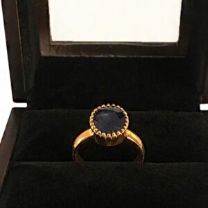 22 Kt  Yellow Gold Natural Blue Sapphire Gemstone Unisex Ring Size 6-9