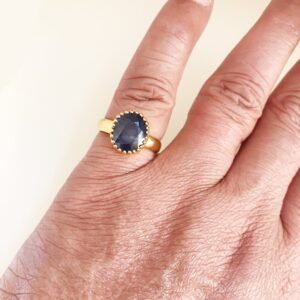 22 Kt  Yellow Gold Natural Blue Sapphire Gemstone Unisex Ring Size 6-9