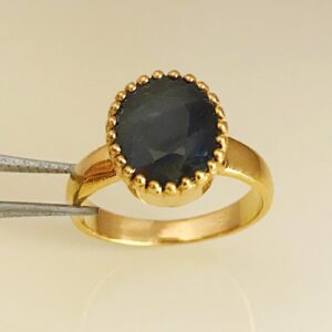 22 Kt  Yellow Gold Natural Blue Sapphire Gemstone Unisex Ring Size 6-9