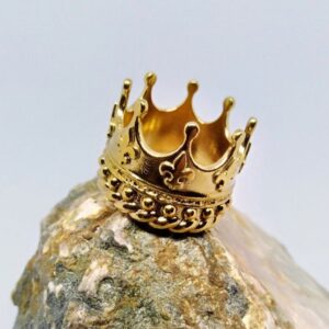 22 Kt Real Solid Yellow Gold Unique Kings Crown Unisex Ring Size 7-12