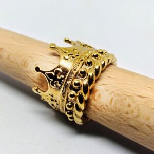 22 Kt Real Solid Yellow Gold Unique Kings Crown Unisex Ring Size 7-12