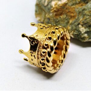22 Kt Real Solid Yellow Gold Unique Kings Crown Unisex Ring Size 7-12