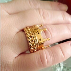 22 Kt Real Solid Yellow Gold Unique Kings Crown Unisex Ring Size 7-12