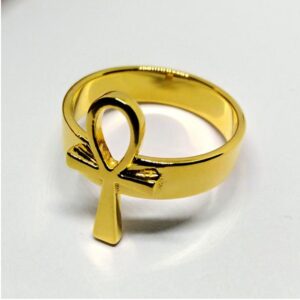 22 Kt Real Solid Yellow Gold Ankh Cross Unisex Egyptian Ring Size 7-12