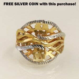 18 Kt   Yellow Gold 2 Tone Engagement Wedding Women'S Ring Size 6-9