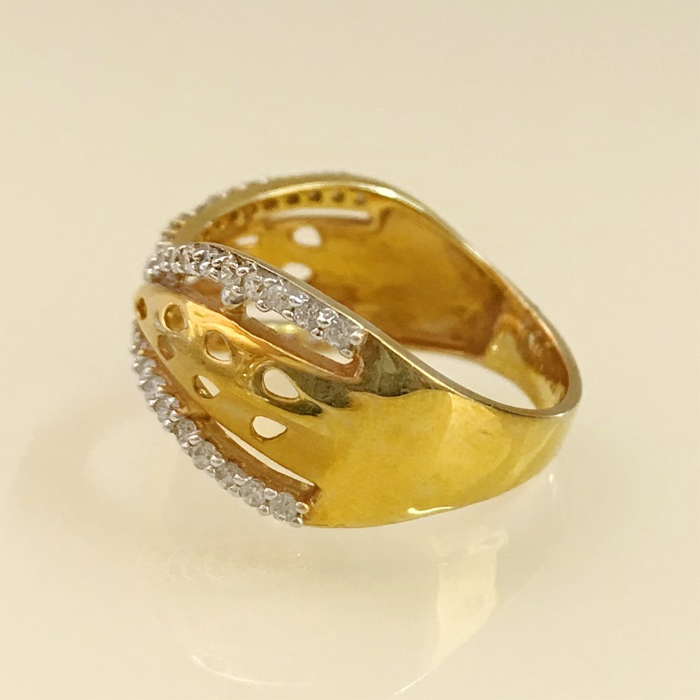 18 Kt Yellow Gold Engagement Finger Ring Cubic Zirconia Size 6-10 - Image 4