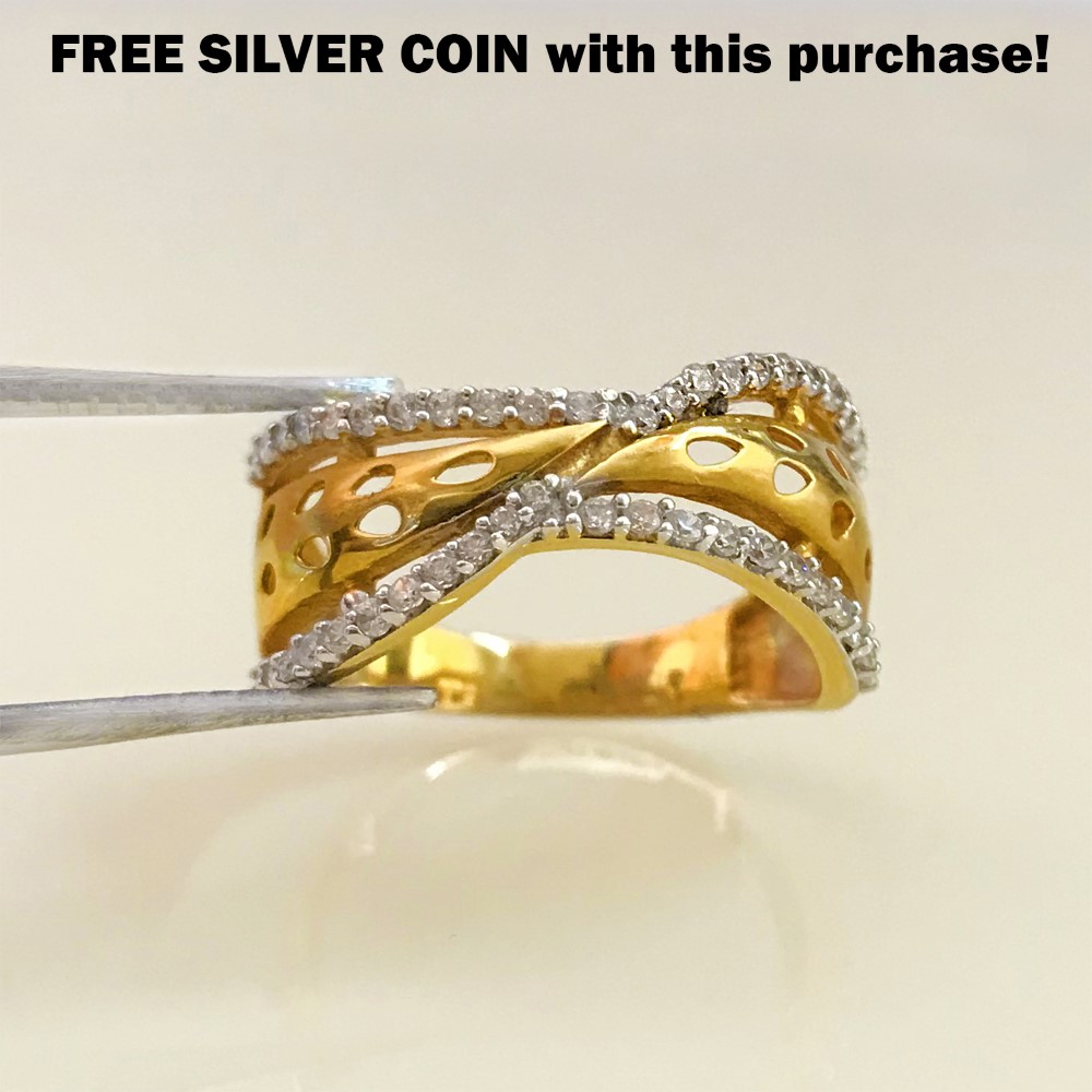 18 Kt  Yellow Gold Engagement Finger Ring Cubic Zirconia Size 6-10