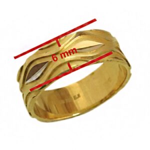 18 Kt   Yellow Gold Women's Ring Wedding Band Wide 6 MM Size No. 5
