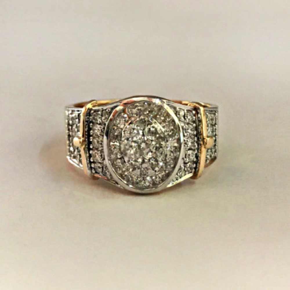 1.25 Ct White Round Cut G/SI1 Natural Diamonds 14 Kt Gold Engagement Men's Ring - Image 3