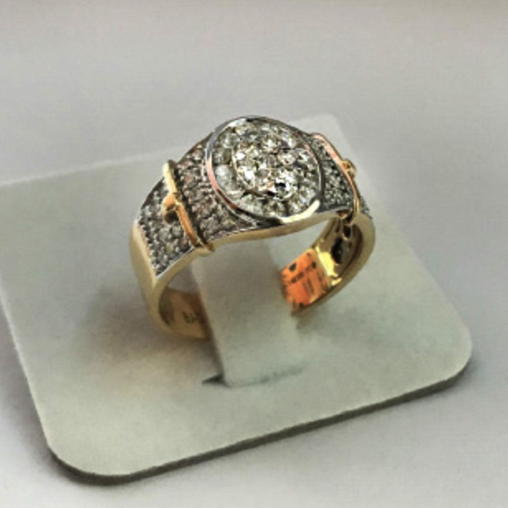 1.25 Ct White Round Cut G/SI1 Natural Diamonds 14 Kt Gold Engagement Men's Ring