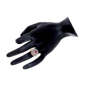 0.85 Ct White Round Cut Real Diamonds 18 Kt Yellow Gold Engagement Ruby Ring
