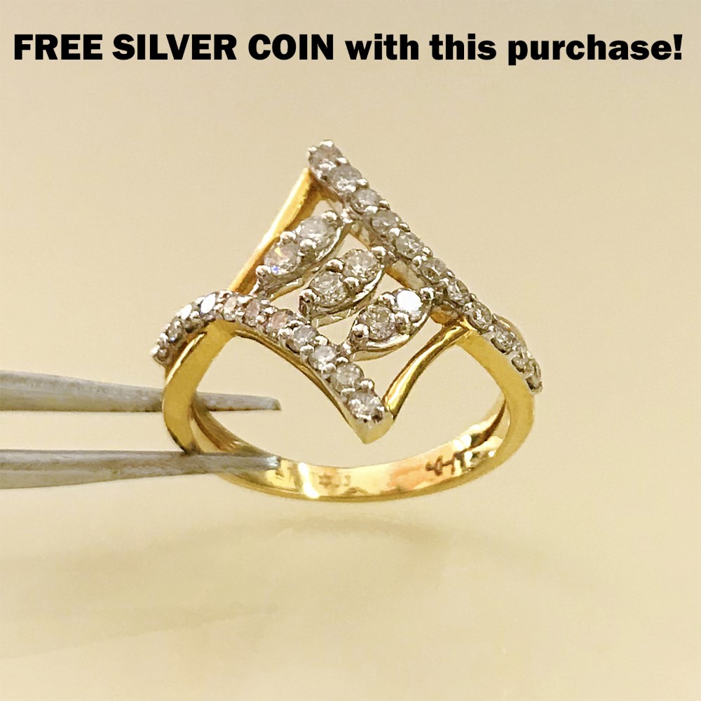 0.57 Ct White Round Cut SI1 Diamond 18 Kt Real Solid Yellow Gold Engagement Ring