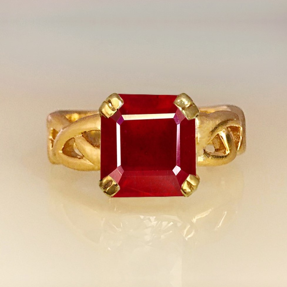 22 Kt  Solid Yellow Gold Natural Genuine Ruby Gemstone Ring Size 7-11