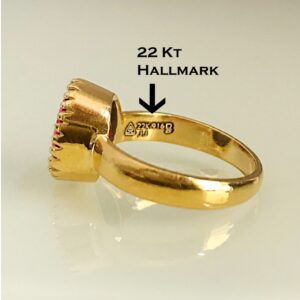 22 Kt  Solid Yellow Gold Natural Ruby Gemstone Unisex Ring Size 6-10