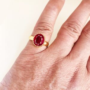 22 Kt  Solid Yellow Gold Natural Ruby Gemstone Unisex Ring Size 6-10