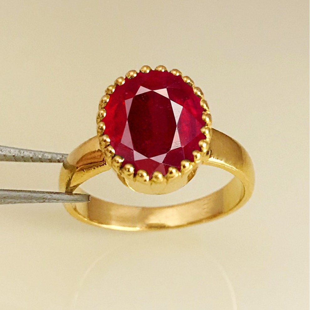 22 Kt  Solid Yellow Gold Natural Ruby Gemstone Unisex Ring Size 6-10