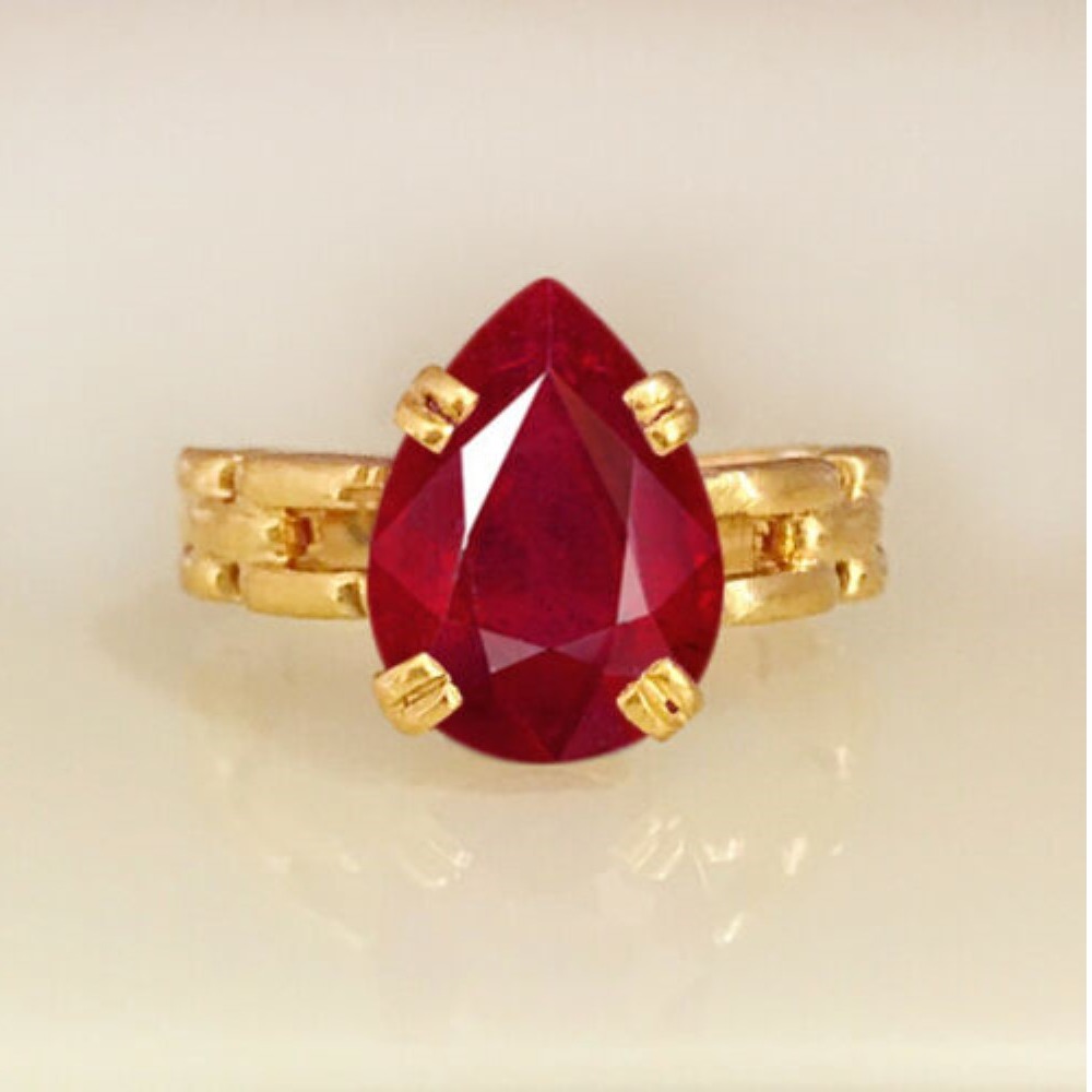 22 Kt  Solid Yellow Gold Natural Genuine Ruby Gemstone Ring Size 6-10