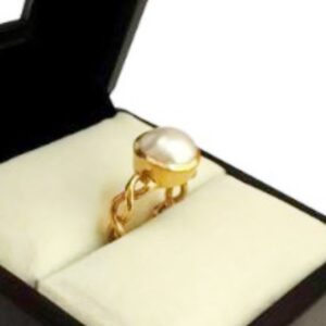 22 Kt   Yellow Gold Pearl Engagement Wedding Ring 6.110 Gm Size 6-9