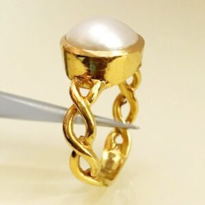 22 Kt   Yellow Gold Pearl Engagement Wedding Ring 6.110 Gm Size 6-9