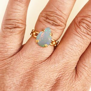 22 Kt  Solid Yellow Gold Natural Fire Opal Engagement Ring Size 6-10