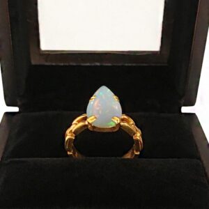 22 Kt  Solid Yellow Gold Natural Fire Opal Engagement Ring Size 6-10